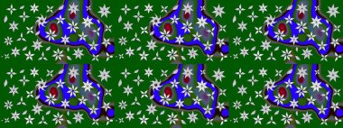 Elle boyanmış suluboya resim çizimleri, çiçekler ve bitkiler. Yeşil renkte çiçekler.