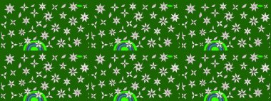 Eskiz arkaplan modeli. Raster hisseleri. Suluboya, elle çizilmiş. Yeşilde çiçekler.