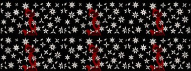 Çiçek buketleriyle klasik bir eskiz şekli. Siyah renklerde. Raster illüstrasyonu.