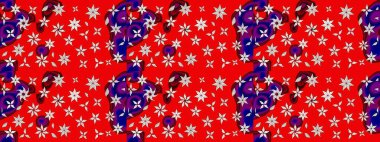 Soyut etnik raster çizim kalıbı. Arkaplan dokusu, duvar kağıdı, kırmızı renkli çiçek teması. Kabile sanatı boho baskısı, klasik çiçek arkaplanı.