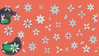 Raster illüstrasyonu. Turuncu renkli güzel bir tekstil. Suluboya çiçekli çiçek deseni.