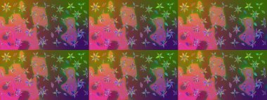 Kahverengi renkte çiçekli çiçek deseni. Suluboya tarzında kahverengi renkte çiçekler.