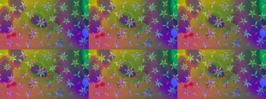 Renkli Bahar Teması eskiz kalıbı. Süslü kumaş deseni. Raster illüstrasyonundaki çiçek desenli çizim. Düz Çiçek Elementleri Tasarımı.