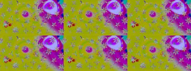 Renkli Yaz Temalı eskiz kalıbı. Sevimli çiçek raster deseni. Düz Çiçek Elementleri Tasarımı. Yeşil renkte çiçekler.