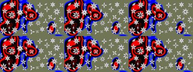 Raster illüstrasyonu. Yeşil renkli çiçekler. Çiçek süslemeli çizim deseni.