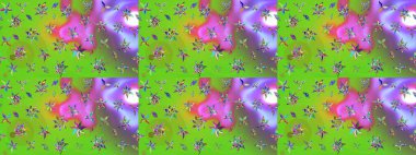 Çiçek buketleriyle klasik bir eskiz şekli. Yeşil renklerde. Raster illüstrasyonu.