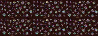 Moda baskıları için zarif bir şablon. Modern çiçek arkaplanı. Halk tarzı. Parlak renkli çiçekleri ve kahverengi yaprakları olan harika bir çiçek deseni..