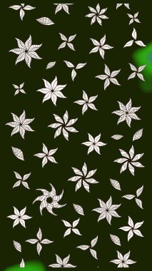 Raster illüstrasyonundaki çiçek desenli çizim. Gri renkli çiçekler.