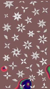 Kahverengi renkli etnik çiçeklerin olduğu zarif bir eskiz modeli. Asya Tekstil 'inde Raster Çiçek İllüstrasyonu.