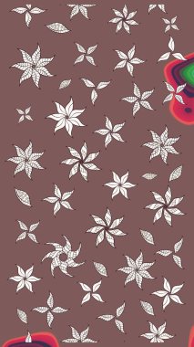 Çiçek desenli çizim. Raster illüstrasyonu. Asya tekstil tarzında. Güzel kumaş deseni. Renkli Bahar Teması eskiz kalıbı. Düz Çiçek Elementleri Tasarımı.