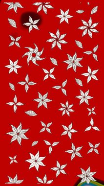 Klasik çiçek tasarımı elementleri. Kırmızı kıvırcık çiçekler kırmızı renklerde şekillenir. Raster illüstrasyonu.