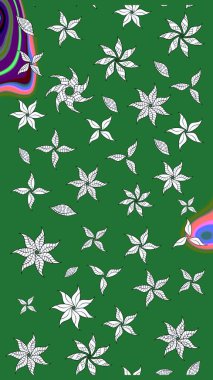 Çiçek buketleriyle klasik bir eskiz şekli. Raster illüstrasyonu. Yeşil renklerde.