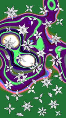 Çiçekli eskiz arkaplanı. Çocuk stili. Renkli Bahar Teması eskiz kalıbı. Düz Çiçek Elementleri Tasarımı.