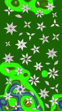 Küçük çiçekteki sevimli çiçek deseni. Yeşil renkli çiçekler. Raster illüstrasyonu.