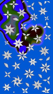 Çiçek mavisi eskiz deseni. Raster çiçek izi. Klasik taslak çizimi. Raster Yumuşak kumaş deseni.