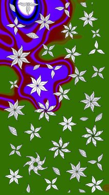 Çiçekli karalama şeklinde Raster çiçek deseni. Nazik, sevimli çiçek arkaplanı. Yeşil renkte çiçekler.