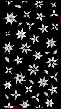 Siyah çiçekli eskiz deseni, suluboya çiçek deseni, sevimli çiçek, duvar kağıdı, kart ya da kumaş için fayanslı. Raster - stok.