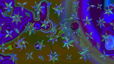 Raster illüstrasyonu. Raster illüstrasyonundaki çiçek desenli çizim. Kahverengi renklerde. Güzel kumaş deseni.