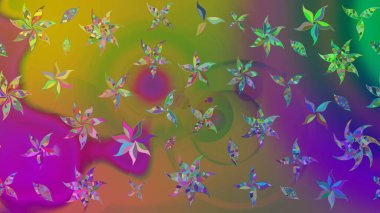 Robot resim. Çiçekli yaz çiçekleri. Küçük çiçekte güzel bir desen. Motley illüstrasyonu. Küçük renkli çiçekler. Moda baskıları için zarif bir şablon.