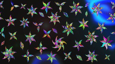 Gri renkli şirin çiçek deseni. Düz Çiçek Elementleri Tasarımı. Renkli Bahar Teması eskiz kalıbı. Raster Modaya uygun kumaş deseni.