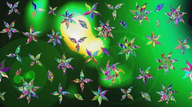 Raster illüstrasyonu. Küçük çiçekli şirin bir desen. Çiçek ve yapraklı çiçek deseni.