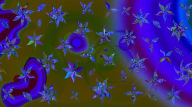 Raster illüstrasyonu. Küçük çiçekli şirin bir desen. Çiçek ve yapraklı çiçek deseni.