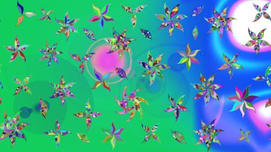 Yeşil renkli çiçekler. Çiçekli karalama şeklinde Raster çiçek deseni. Nazik, narin çiçek arkaplanı.