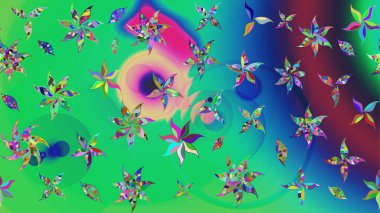 Çiçekli karalama şeklinde Raster çiçek deseni. Yeşil renkli çiçekler. Nazikçe, güzel çiçek arkaplanı..