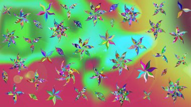 Düz Çiçek Elementleri Tasarımı. Renkli Yaz Temalı eskiz kalıbı. Modaya uygun kumaş deseni. Sevimli çiçek raster deseni.