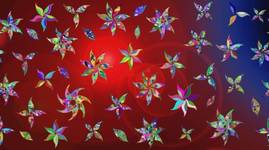 Çiçekli karalama şeklinde Raster çiçek deseni. Kırmızı renkte çiçekler. Nazik, sevimli çiçek arkaplanı..