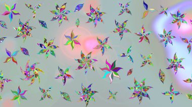 Raster düz çiçek çizim deseni. Gri renkli çiçekler. Tasarım hediye paketi, tebrik kartları, posterler ve afiş tasarımı.