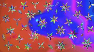 Renkli Yaz Temalı eskiz kalıbı. Düz Çiçek Elementleri Tasarımı. Mor renkli çiçekler. Raster illüstrasyonunda çiçek deseni çizimi.