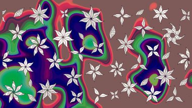 Çiçekli karalama şeklinde Raster çiçek deseni. Kahverengi renkli çiçekler. Nazik, narin çiçek arkaplanı.