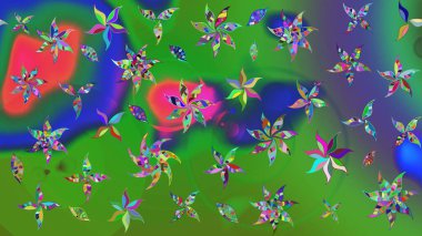 El çizimi çiçek çizimi deseni (fayans). Tekstil için suluboya eskiz deseni. Şirin çiçekli, desenli, yeşil renkli çizim deseni.