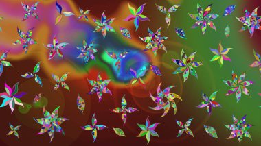 Raster illüstrasyonu. Kahverengi renklerde. Kahverengi renkte kahverengi papatya deseni.