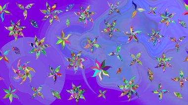 Raster illüstrasyonu. Eski usul küçük çiçekli şirin bir eskiz deseni. Kumaş, duvar kağıdı ve kağıt üzerine baskı yapmak için gelişen arka plan. Moda arka planında parlak buketler.