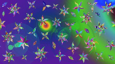 Renkli Bahar Teması eskiz kalıbı. Düz Çiçek Elementleri Tasarımı. Mavi renkli çiçekler. Güzel çiçek deseni..