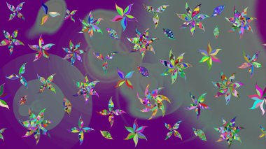 Renkli Bahar Teması eskiz kalıbı. Raster. Düz Çiçek Elementleri Tasarımı.