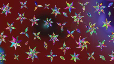 Parlak çiçekli kırmızı renkler üzerinde soyut çizim deseni. Çiçeksel elementlerle süslenmiş zarif raster dokusu. Küçük çiçekte şirin bir çiçek deseni var..