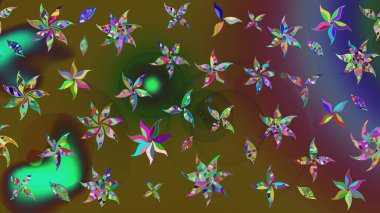 Düz Çiçek Elementleri Tasarımı. Yeşil renkte zarif çiçek buketi suluboya. Renkli Bahar Teması eskiz kalıbı. Raster illüstrasyonu.