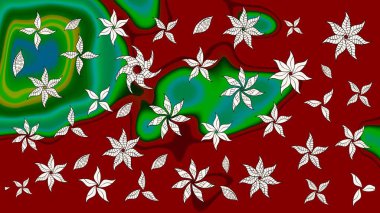 Düz Çiçek Elementleri Tasarım Raster illüstrasyonu. Kırmızı renkte çiçekler. Renkli Bahar Teması eskiz kalıbı. Çiçek eskiz kalıbı geçmişi.