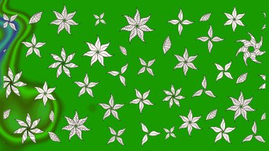 Raster çiçek desenleri çiziyor. Vadinin yeşil renkli çiçekleri.