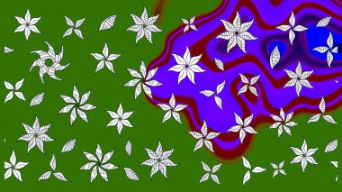 Yeşil renkli etnik çiçeklerle süslenmiş zarif bir eskiz şekli. Raster Çiçek İllüstrasyonu güzel tekstil..