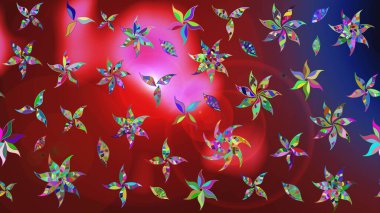 Eskiz arkaplan modeli. Vadinin çiçekleri kırmızı renklerde. Suluboya, elle çizilmiş. Raster - stok.