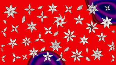 Raster illüstrasyonundaki çiçek desenli çizim. Kırmızı renkte çiçekler. Renkli Bahar Teması eskiz kalıbı. Düz Çiçek Elementleri Tasarımı.