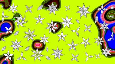 Çiçekli eskiz arkaplanı. Çocuk stili. Renkli Bahar Teması eskiz kalıbı. Düz Çiçek Elementleri Tasarımı.