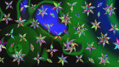 Eskiz arkaplan modeli. Vadinin yeşil renkli çiçekleri. Suluboya, elle çizilmiş. Raster - stok.