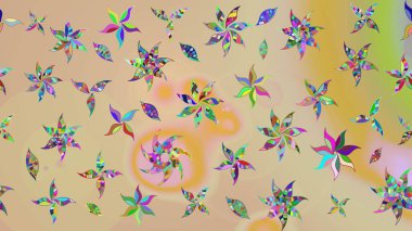 Sevimli çiçek raster deseni. Bej renkli çiçekler. Renkli Bahar Teması eskiz kalıbı. Düz Çiçek Elementleri Tasarımı.