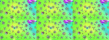 Renkli Yaz Temalı eskiz kalıbı. Raster Illustrasyon 'daki Çiçek Deseni' nin son moda çizimi. Yeşil renkli çiçekler. Düz Çiçek Elementleri Tasarımı.