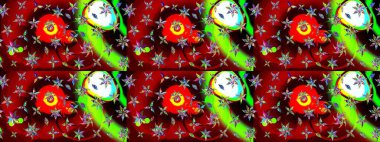 Kırmızı renkte çiçekler. Hediye ambalaj kağıdı, tebrik kartları, posterler ve pankart tasarımı. Raster düz çiçek çizim deseni.